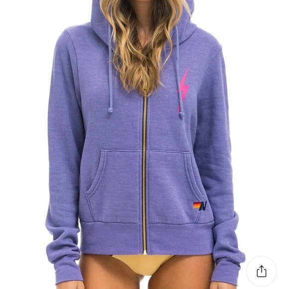Aviator Nation Tops - Aviator Nation Bolt 2 Hoodie - Lavender // Neon Pink